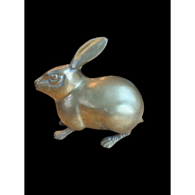 English 1970s Large Solid Brass Rabbit For Sale - Image 3 of 9