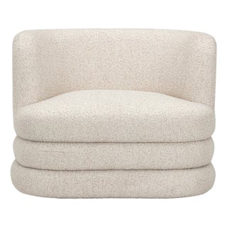 Astor Cream Heavy Boucle Swivel Hotel Lounge Chair For Sale