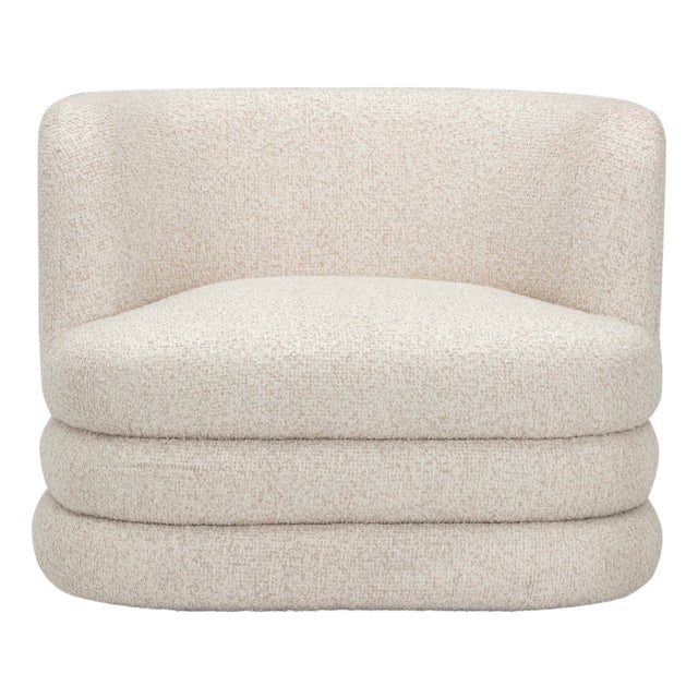 Astor Cream Heavy Boucle Swivel Hotel Lounge Chair For Sale