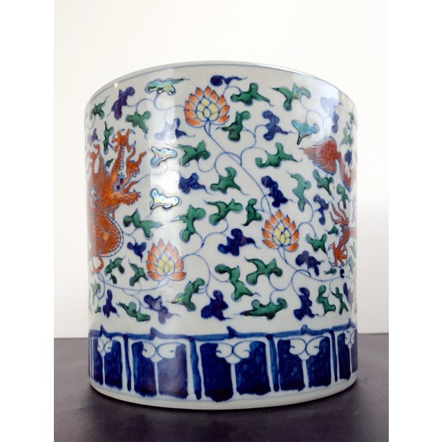 Chinese Chinese Porcelain Red Dragon Bitong For Sale - Image 3 of 8