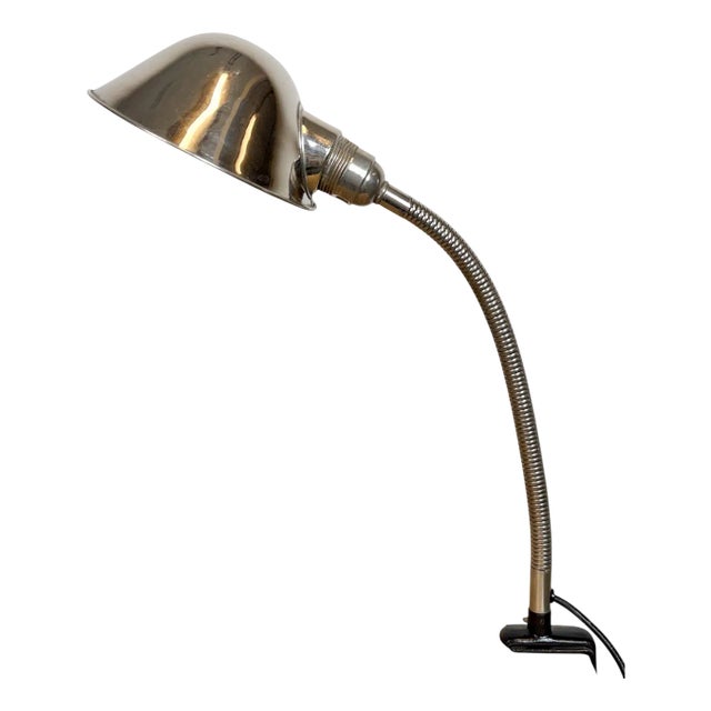 Vintage Industrial Chrome Gooseneck Table Lamp, 1950s For Sale