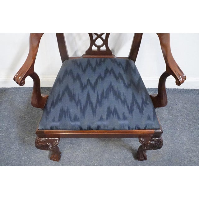 Brown High End Vintage Solid Mahogany Traditional Chippendale Style Dining Arm Chair 102488 For Sale - Image 8 of 10