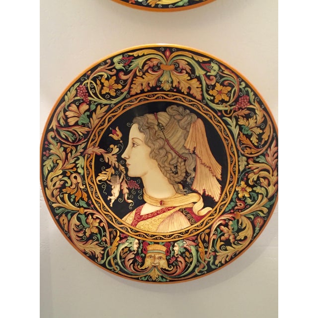These are hand painted Italian platters from renowned ceramic artist Giancomini. This was hand painted by Sandra (signed...