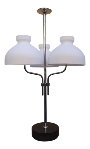Chrome and Opaline Glass Model LTA3B 3-Light Table Lamp by Ignazio Gardella for Azucena, 2000s