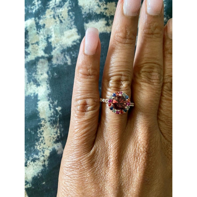 2.33 Carat Tourmaline Sapphire Rose Gold Cocktail Ring For Sale In Los Angeles - Image 6 of 6