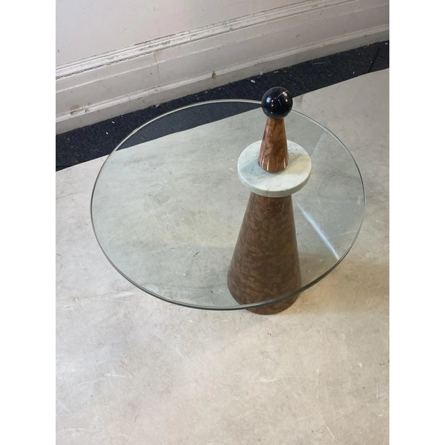 1980s Post Modern Marble & Glass Table in the Manner of Ettore Sottsass For Sale In Philadelphia - Image 6 of 12