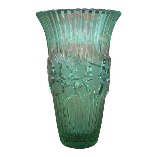 German Green Crystal Vase Chairish