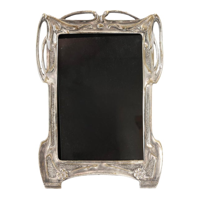 English Art Nouveau Silverplate Picture Frame For Sale