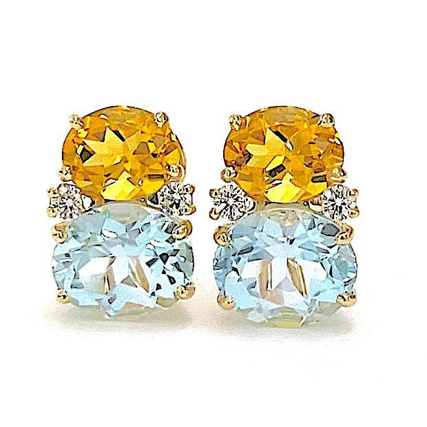 Yellow Christina Addison Large Gum Drop™ Earrings With Citrine and Amethyst and Diamonds - a Pair For Sale - Image 8 of 12