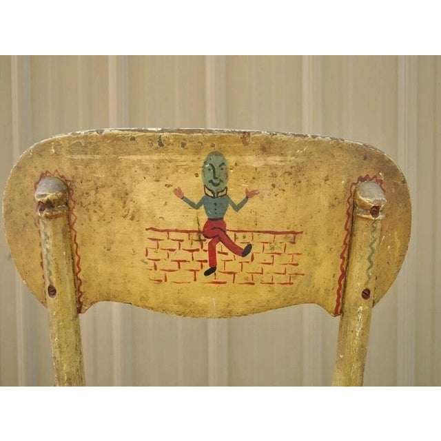 Antique Rustic Primitive Distress Hand Painted Nursery Rhymes Side Accent Chair For Sale - Image 9 of 10