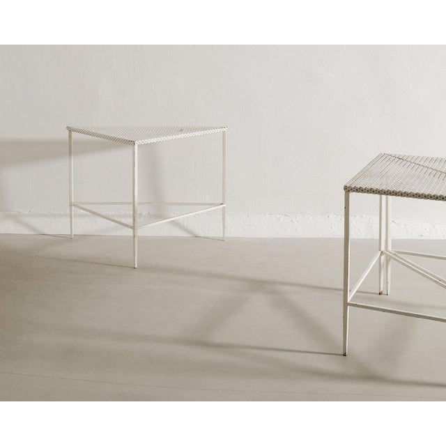 Vintage French White Side Tables by Mathieu Matègot, 1950s, Set of 3 For Sale - Image 4 of 6