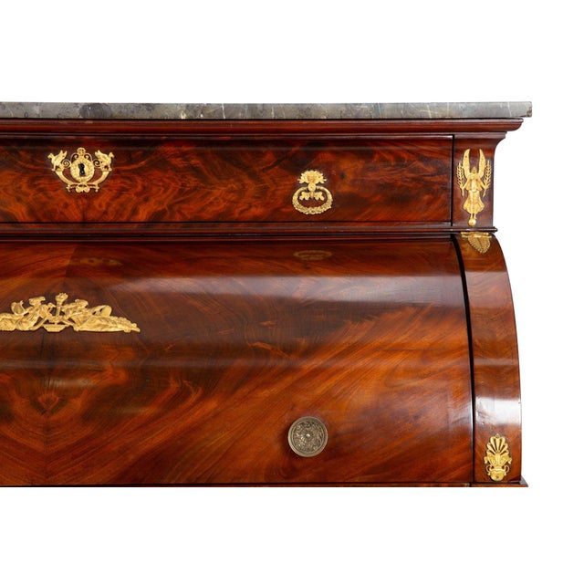 French Restauration Antique Mahogany Cylinder Roll-Top Desk Circa 1830 For Sale - Image 18 of 18