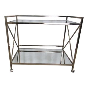 Contemporary Mirrored and Glass Bar Cart