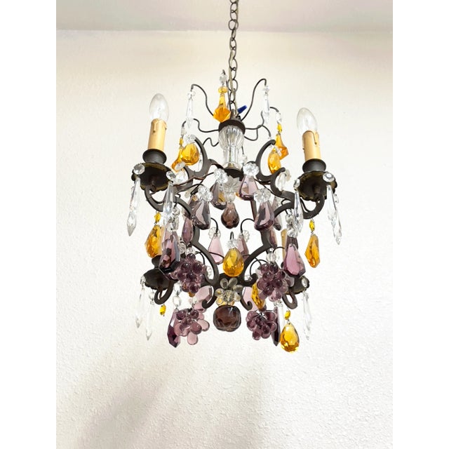 Vintage Chandelier With Murano Glass Fruit For Sale - Image 10 of 13