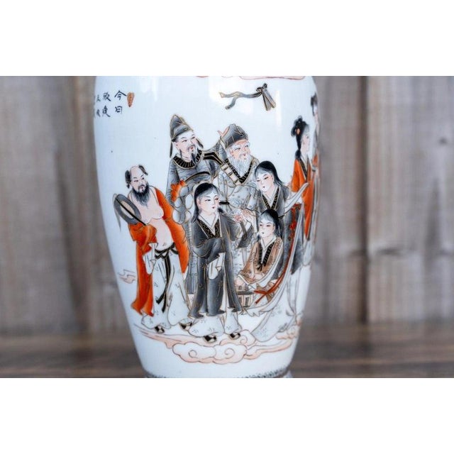 20th Century Chinese Famille Rose Grisaille & Iron Red Porcelain Vase For Sale - Image 12 of 18