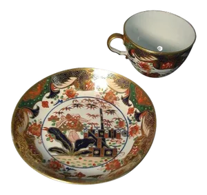1810 Spode 967 Imari Porcelain Bute Shaped Tea Cup and Saucer - A Pair