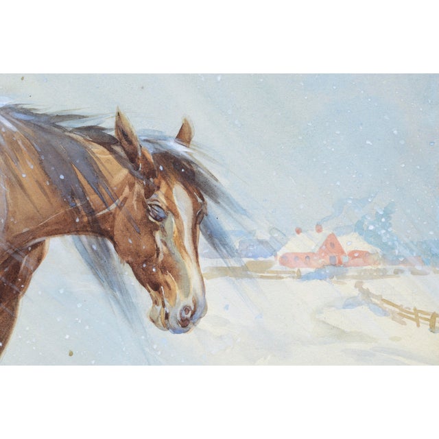 Mid Century Horse in Winter Landscape by William Ernest Smyth For Sale - Image 4 of 6