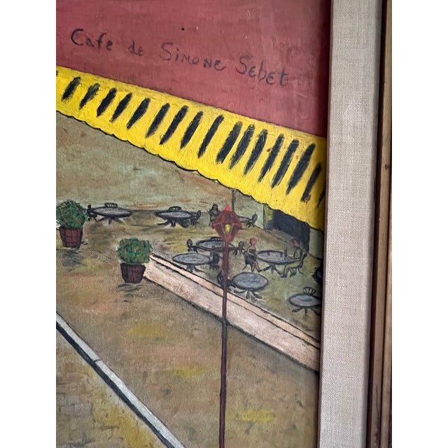 Gold Vintage Mid Century Modern Canvas Oil Painting Framed Impressionist Street Scene Wall Art 1961 For Sale - Image 8 of 11