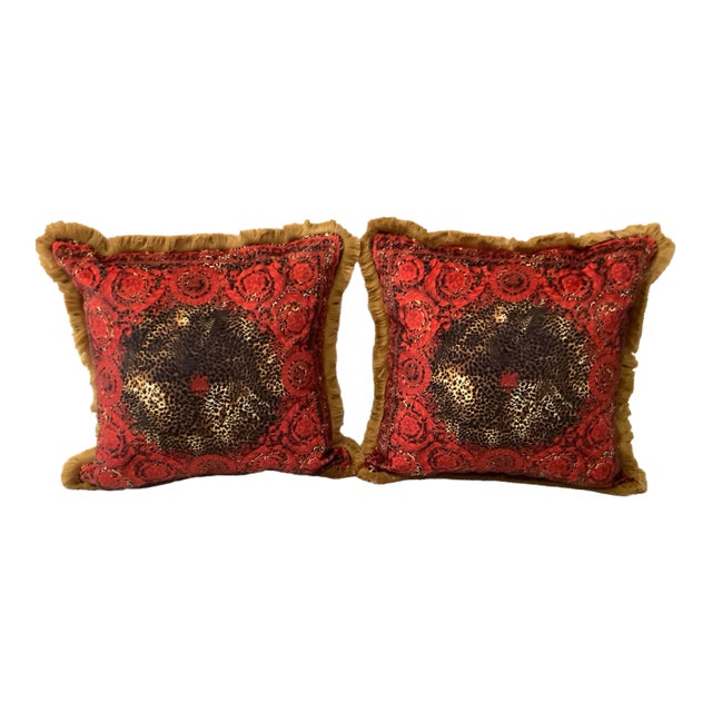 Versace Style Custom Made XL Pillows - a Pair For Sale