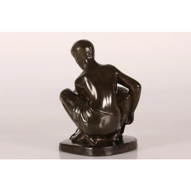 Mid-Century Modern Figurine of Young Shepherd with Lamb in Disco Metal by Just Andersen, 1950s For Sale - Image 3 of 10