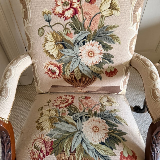 Georgian Style Mahogany Needlepoint Chairs For Sale In Washington DC - Image 6 of 7