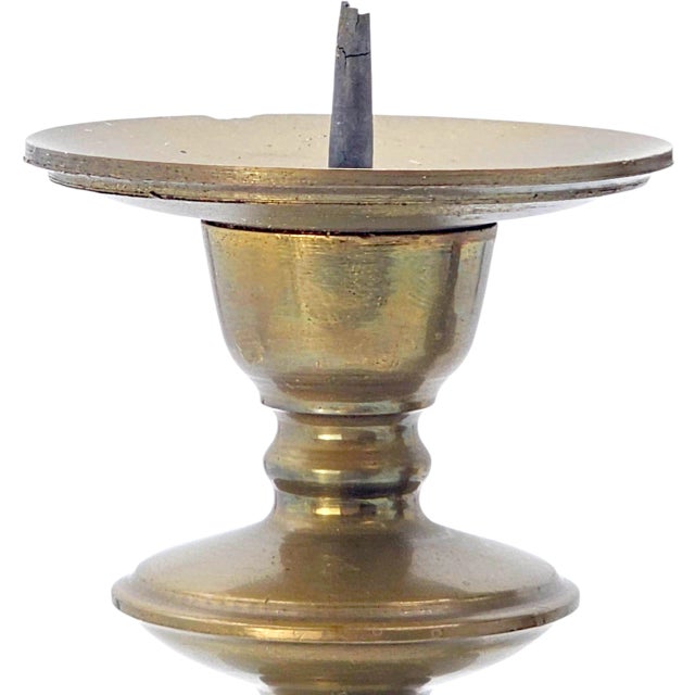 Mid 20th Century Mid-Century Indian Brass & White Marble Candlesticks Pair For Sale - Image 5 of 11