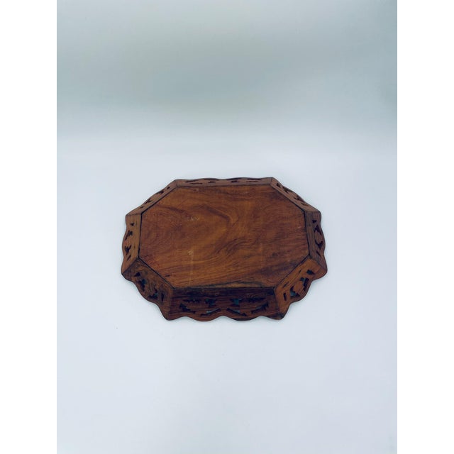 Brown Indian Wooden Decorative Tray, 1975 For Sale - Image 8 of 10