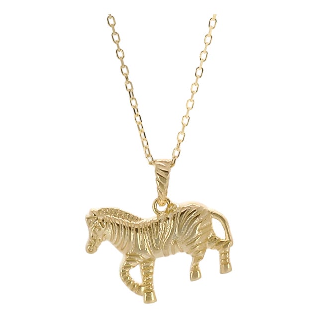 Balance Zebra Pendant Gold Chain Necklace For Sale