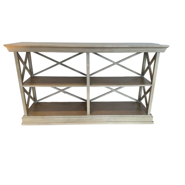 Transitional Ballard Designs Wood Console / Media Table For Sale - Image 3 of 8