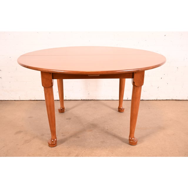Wood L. & J. G. Stickley American Colonial Solid Cherry Wood Extension Dining Table | Newly Refinished For Sale - Image 7 of 15