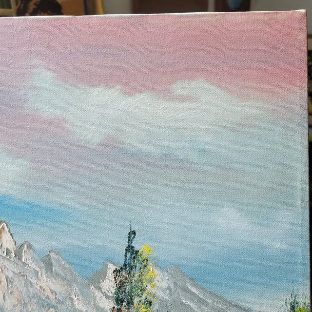 1970s S. LeRoy Original Oil on Canvas River Landscape Painting Signed Unframed Trees For Sale - Image 9 of 18
