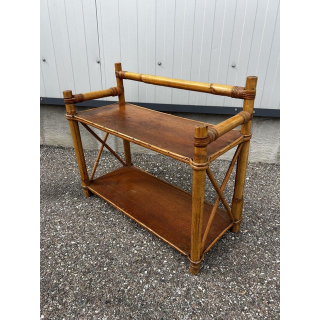 Vintage Rattan Shelf on Legs, 1970s For Sale - Image 6 of 9