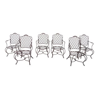 Vintage Set of Six Gregorius Pineo Faux Bois Twig Iron Outdoor Armchairs — Los Angeles, Ca, Late 20th Century For Sale