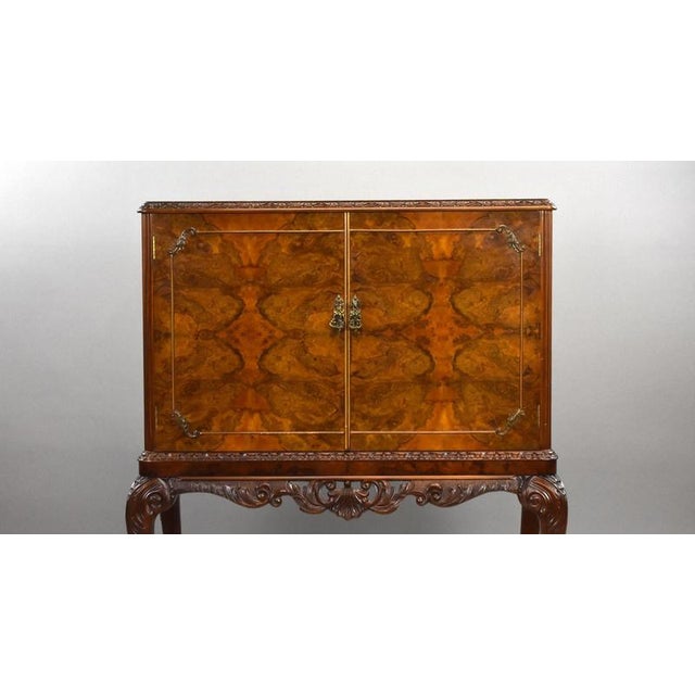 Antique Burr Walnut Cocktail Cabinet, 1920 For Sale - Image 3 of 9