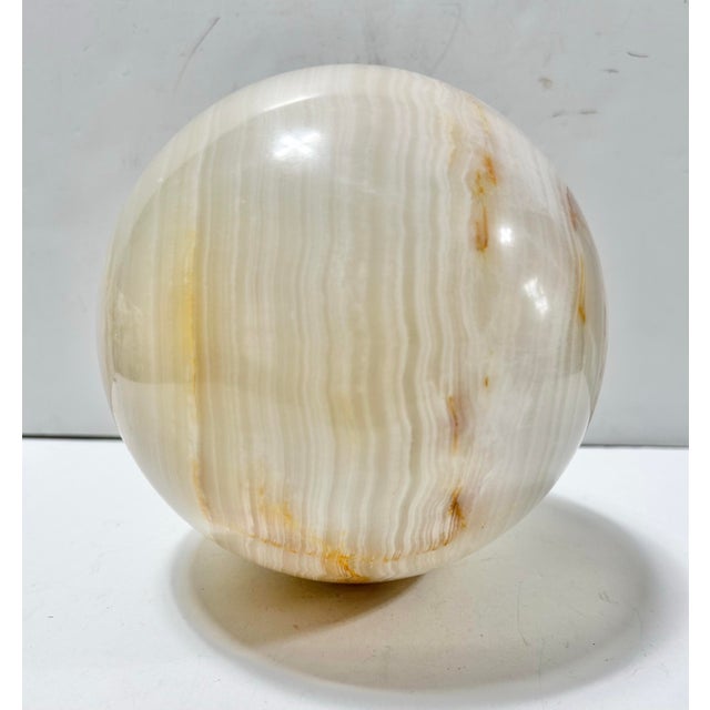 Large Vintage Banded Onyx Sphere on Stone Base For Sale - Image 10 of 12