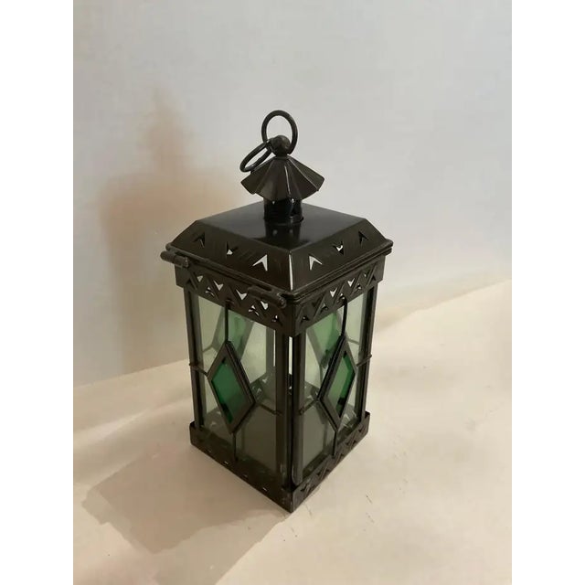 Metal Small Antique Brass Lantern For Sale - Image 7 of 8