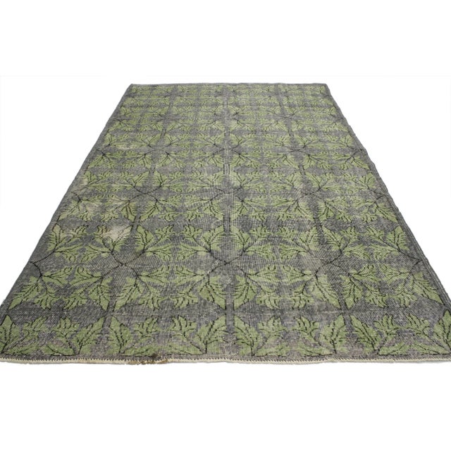 Rustic Zeki Muren Vintage Green Turkish Sivas Rug - 06'00 X 09'07 For Sale - Image 3 of 6