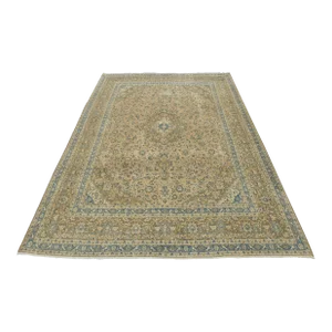 Kashan Rug 10' X 12'8'' Pink Wool Vintage Distressed Hand-Knotted Carpet