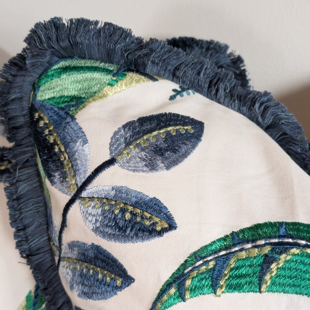 Textile Stroheim Irene Oceanside Embroidered Pillows With Brush Fringe- Pair For Sale - Image 7 of 7