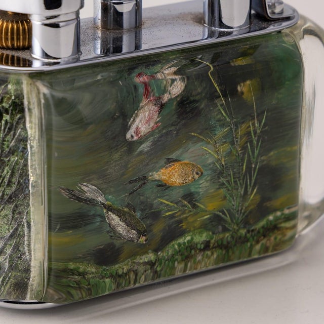 Antique Tropical Aquarium Table Lighter from Dunhill, 1950 For Sale - Image 9 of 15