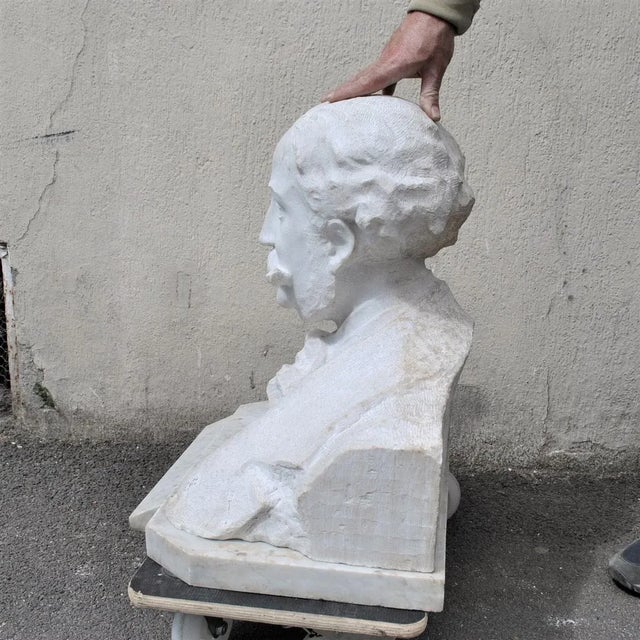 Marble Bust, Gentleman with Moustache, 19th Century For Sale - Image 5 of 18