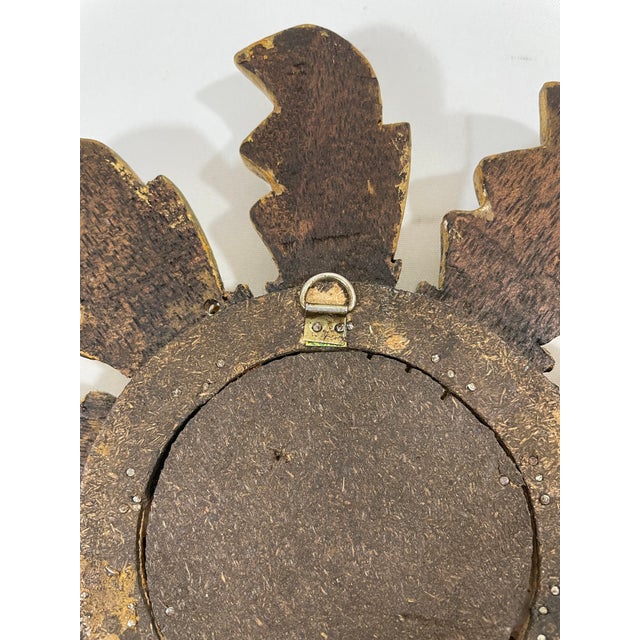 Mid 20th Century Petite 10" Italian Giltwood Sunburst Wall Mirror For Sale - Image 11 of 18