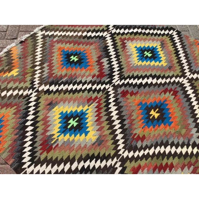 Vintage Diamond Design Kilim Rug - 66" X 93" For Sale - Image 4 of 10