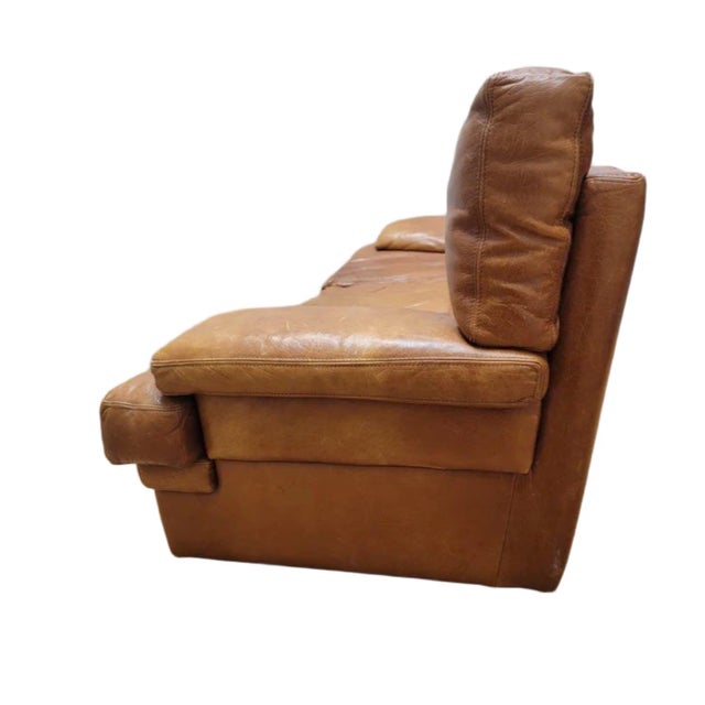 Vintage Italian Distressed Leather Sofa For Sale In Chicago - Image 6 of 7