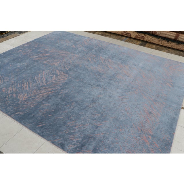 Modern Rug & Kilim's Contemporary Geometric Pink and Grey Wool-Silk Abstract Rug For Sale - Image 3 of 7