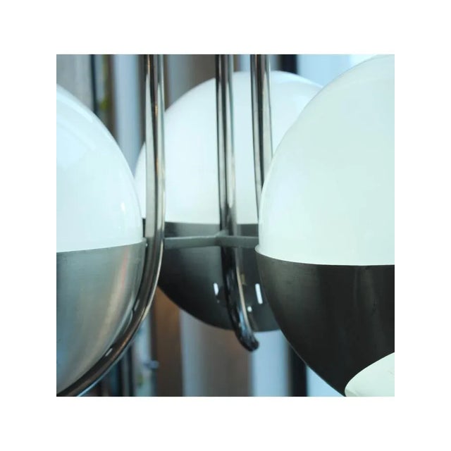 3-Light Chandelier in Glass and Stainless Steel from Lamperti, 1970s For Sale - Image 15 of 16
