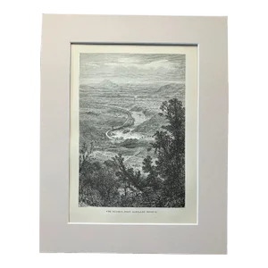 Antique 1874 Wood Engraving "The Potomac, from Maryland Heights" in 11x14 Mat