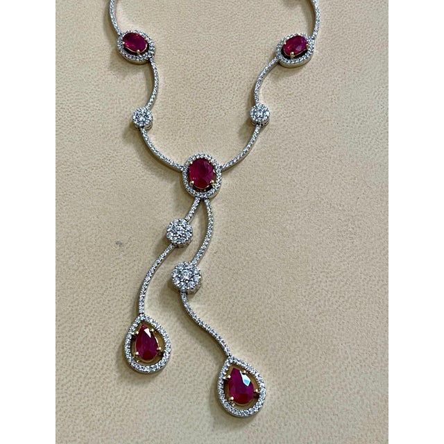 AGI Certified Natural Burma Ruby and Diamond Necklace 18 Karat White Gold For Sale - Image 10 of 18