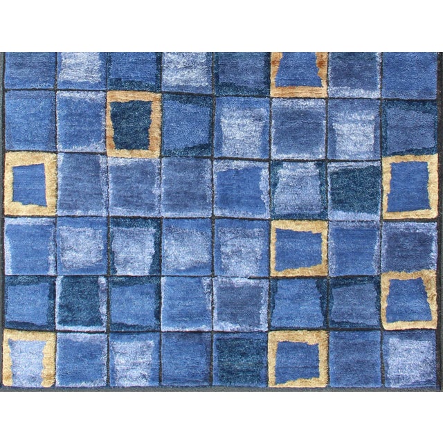 Mid-Century Modern Scandinavian Piled Rug by Keivan Woven Arts, Geometric Design 5'1 X 7'6 For Sale - Image 3 of 11