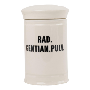 Antique-Style Ceramic Apothecary Jar With Lid - Rad. Gentian. Pulv.
